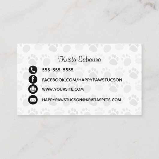 Carte De Visite Pattes heureuses faites sur commande (Dos)