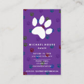 Carte De Visite pattes violettes chien chat assis (Dos)