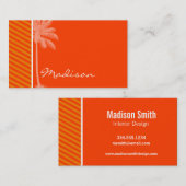 Carte De Visite Paume tropicale ; Rayures oranges (Devant / Derrière)