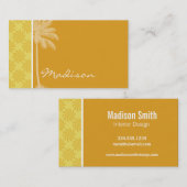 Carte De Visite Paume tropicale ; Remous jaune-orange (Devant / Derrière)