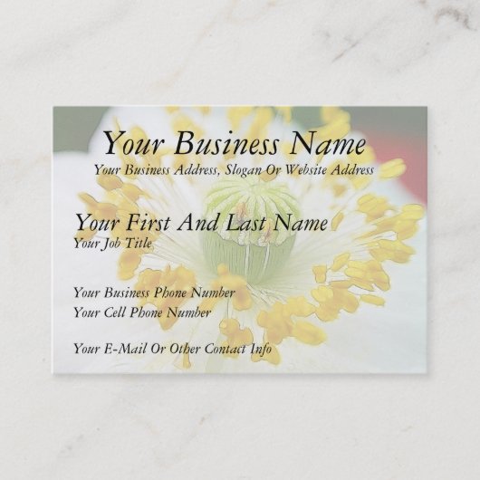 Carte De Visite Pavot blanc délicieux (Devant)