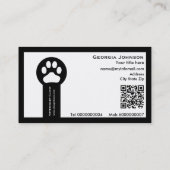 Carte De Visite Paw and QR code black Vet/Veterinary Clinic  (Dos)