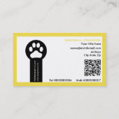 Carte De Visite Paw and QR code yellow Vet/Veterinary Clinic  (Dos)