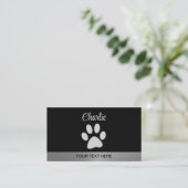 Carte De Visite Paw Chien Argent sur arrière - plan noir (Debout devant)