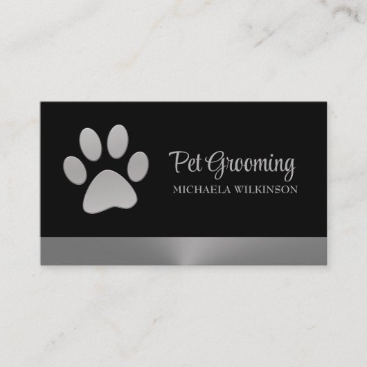 Carte De Visite Paw Chien Argent sur le service Grossiste pour Ani (Devant)