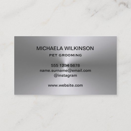 Carte De Visite Paw Chien Argent sur le service Grossiste pour Ani (Dos)