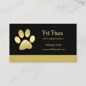 Carte De Visite Paw chien brillant or sur le service de grossissem (Devant)