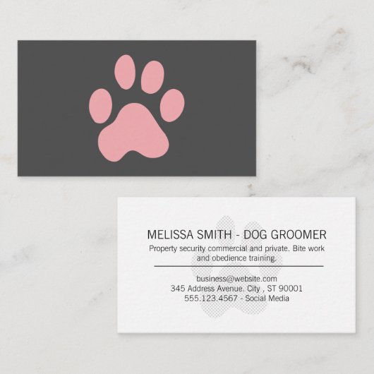 Carte De Visite Paw chien (rose) (Devant / Derrière)