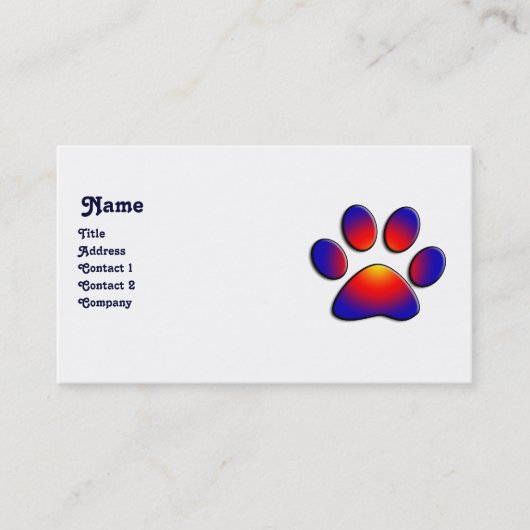 Carte De Visite PAW COLORÉ, noir blanc (Devant)