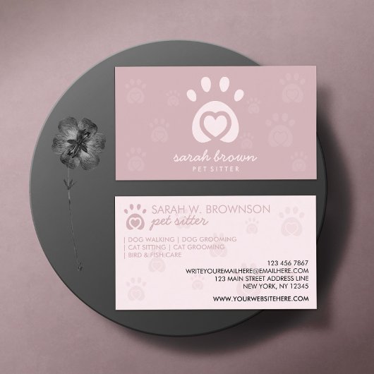 Carte De Visite Paw Logo Imprimer Animaux de compagnie Grooming Ch