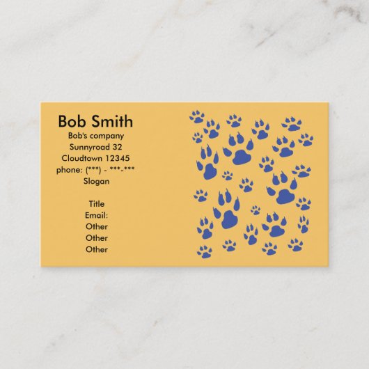 Carte De Visite Pawprints (Devant)