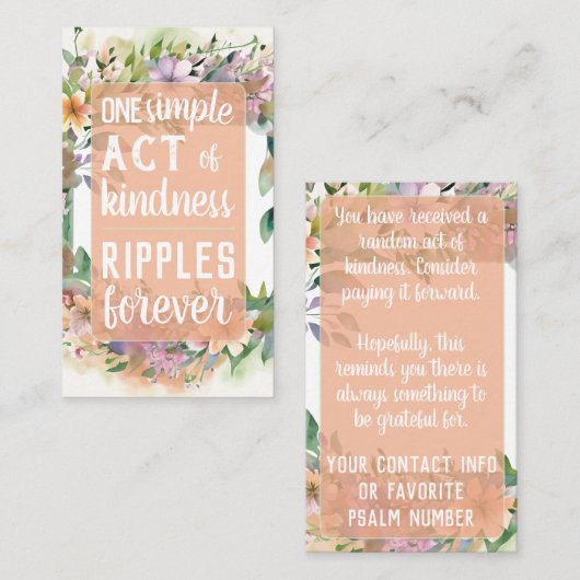 Carte De Visite Pay it Forward Random Act Kindness Soft Wildflower (Devant / Derrière)