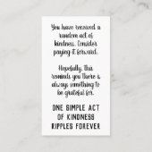 Carte De Visite Pay it Forward Random Act of Kindness Gratitude (Dos)