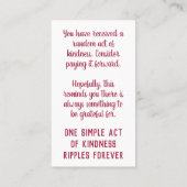 Carte De Visite Pay it Forward Random Act of Kindness Gratitude (Dos)