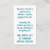 Carte De Visite Pay it Forward Random Act of Kindness Turquoise (Dos)