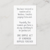 Carte De Visite Pay it Forward Random Kindness Act Silver Glitter (Dos)
