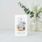 Carte De Visite Pays Aquarelle Porte bleue Agent immobilier (Debout devant)