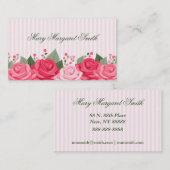 Carte De Visite Pays Chic Roses/Stripes Appel/Carte de visite (Devant / Derrière)