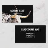 Carte De Visite Pays de la vache blanche et noire du Texas (Devant / Derrière)