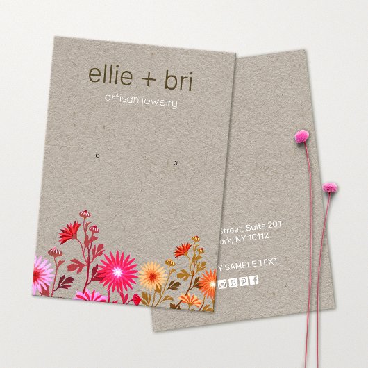 Carte De Visite Pays Floral Boho Kraft Écran d'oreille Stud