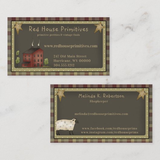 Carte De Visite Pays primitif Saltbox rustique et étoiles (Devant / Derrière)