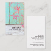Carte De Visite Pays Rustique Floral Turquoise Bois (Devant / Derrière)