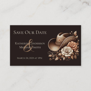 Carte De Visite Pays Western Cowgirl Casquette avec fleurs