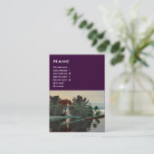 Carte De Visite PAYSAGE ALIEN, ARBRES ET LAGON Sci Fi Violet (Debout devant)