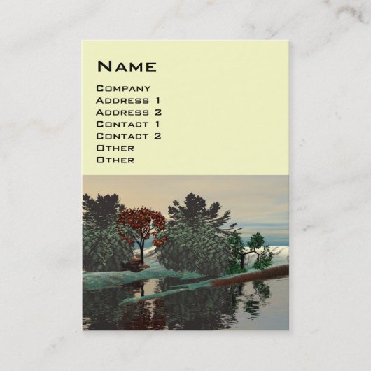 Carte De Visite PAYSAGE ALIEN, ARBRES LAGON HYPERION Sci Fi Cream (Devant)