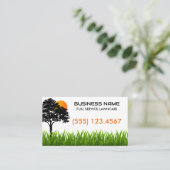 Carte De Visite Paysage de l'arbre de coucher de soleil de l'herbe (Debout devant)