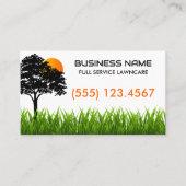 Carte De Visite Paysage de l'arbre de coucher de soleil de l'herbe (Devant)