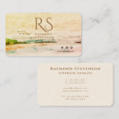 Carte De Visite Paysage des Oiseaux de Forêt Dorée Monogramme (Devant / Derrière)