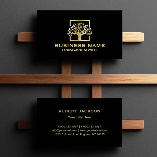 Carte De Visite Paysage du logo Black Gold Tree