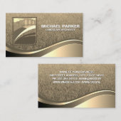 Carte De Visite Paysage du logo de l'arbre | Vague métallique or (Devant / Derrière)