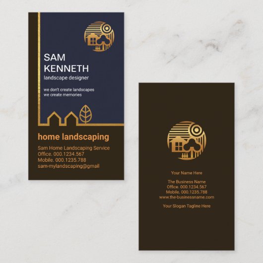 Carte De Visite Paysage frontalier de la maison Creative Gold (Devant / Derrière)