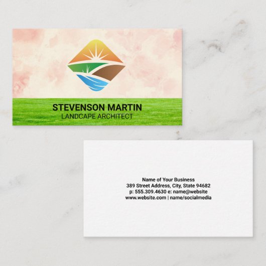 Carte De Visite Paysage | Herbe (Devant / Derrière)