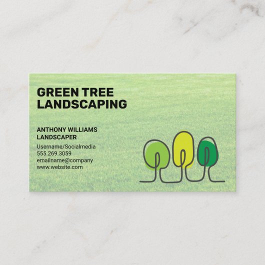 Carte De Visite Paysage | Herbe | Logo de l'arbre (Devant)