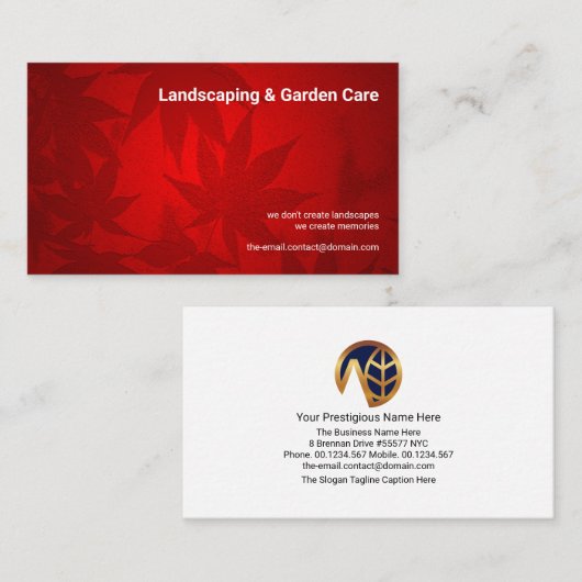 Carte De Visite Paysage lumineux en feuille d'érable rouge (Devant / Derrière)