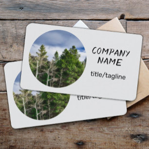 Carte De Visite paysage naturel arbres persistants sur gris clair