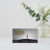 Carte de visite paysage noir blanc Sunset (Debout devant)