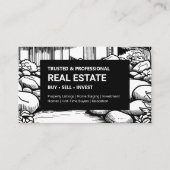 Carte De Visite Paysage noir et blanc Immobilier (Devant)