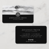 Carte De Visite Paysage noir et blanc monogramme Médias sociaux (Devant / Derrière)