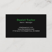 Carte De Visite Paysage noir et vert professionnel (Dos)