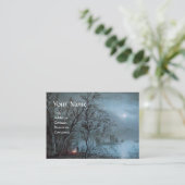 Carte De Visite PAYSAGE ROMANTIQUE NOCTURNE EN papier perlé BLEU (Debout devant)