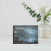 Carte De Visite PAYSAGE ROMANTIQUE NOCTURNE EN papier perlé BLEU (Debout devant)