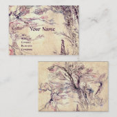 Carte De Visite PAYSAGE ROMANTIQUE, papier métal or (Devant / Derrière)