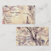 Carte De Visite PAYSAGE ROMANTIQUE, papier perlé blanc (Devant / Derrière)