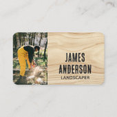 Carte De Visite Paysage Rustique Photo Woodgrain Noir moderne (Devant)