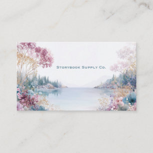 Carte De Visite Paysage serein floral à la lavande rose aquarelle