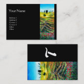 CARTE DE VISITE PAYSAGE TOSCANE AVEC MONOGRAMME POPIES (Devant / Derrière)